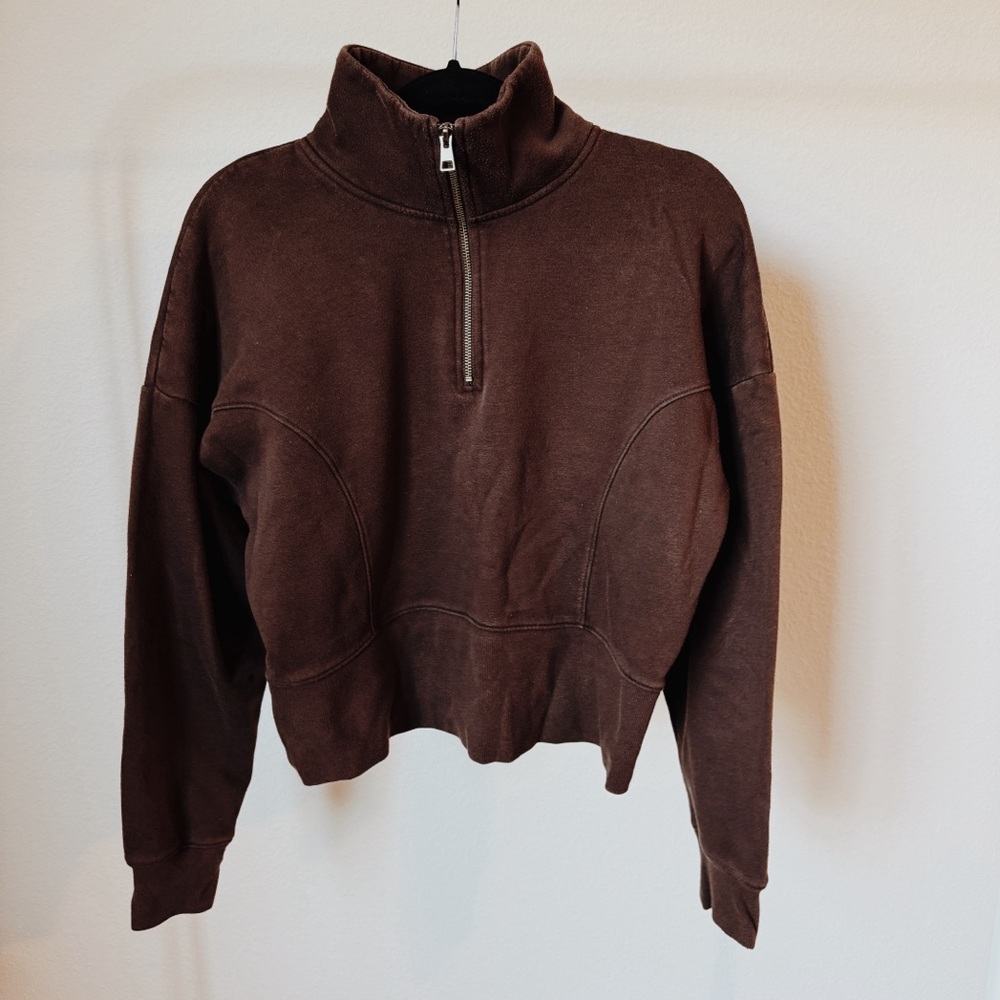 Target Universal Threads Brown Cropped Quarter Zip Sweatshirt Pullover